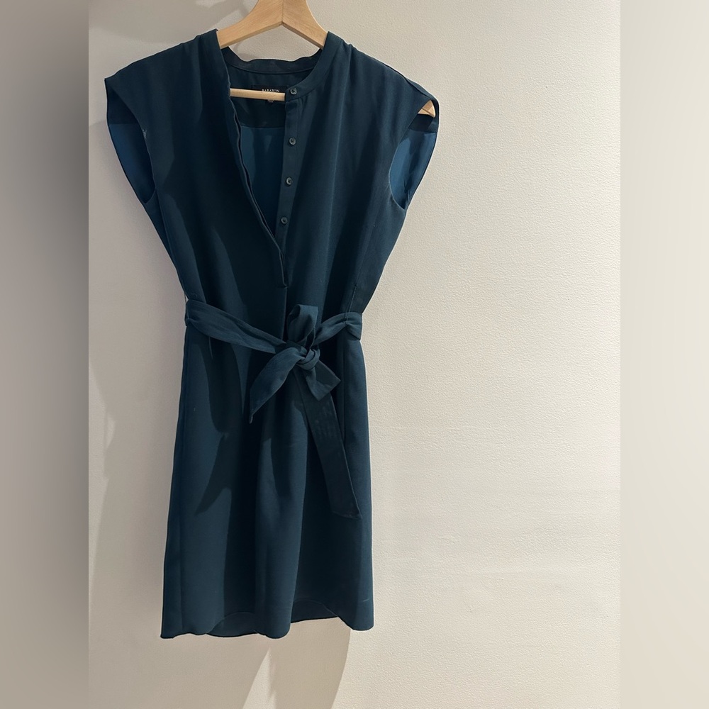 Aritzia Babaton Midnight Green Belted Mini Dress